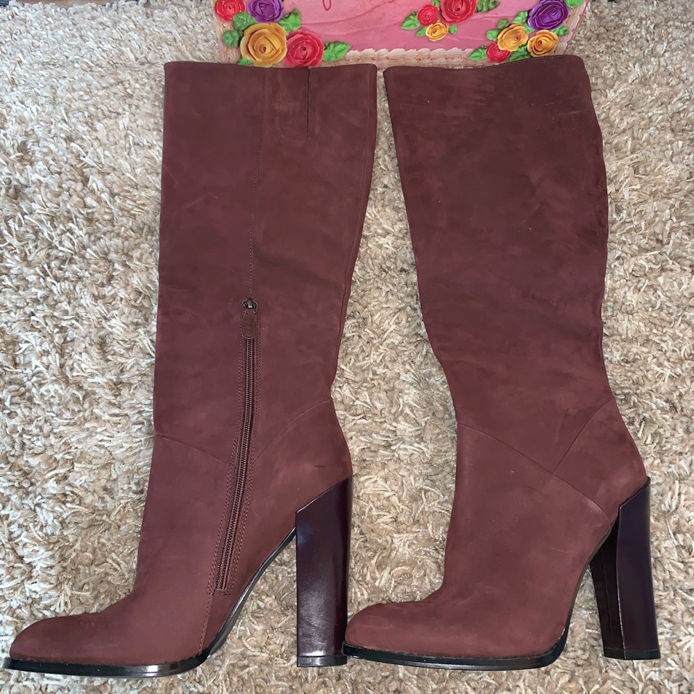 Jeffrey Campbell mid to high knee boot (maroon)